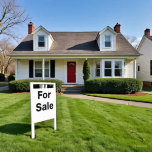 A 'For Sale' sign in front of a well-maintained single-family home in Union, New Jersey.