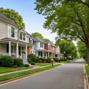 A pleasant residential street in Union, New Jersey, showcasing the type of homes available in the area.