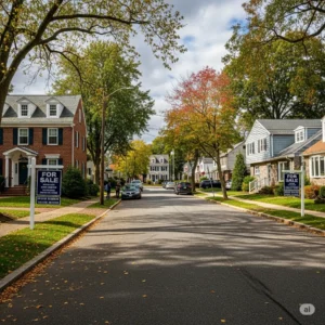 A scenic street view showcasing the local housing market in Union, New Jersey.